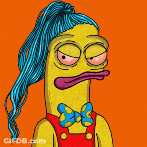 Blue Hair Cartoon Character Oks GIF