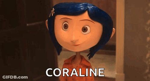 Blue Hair Cartoon Character Smiling Coraline GIF