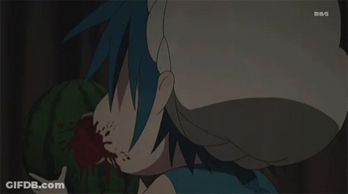 Blue Hair Cartoon Making Funny Face With Finger GIF