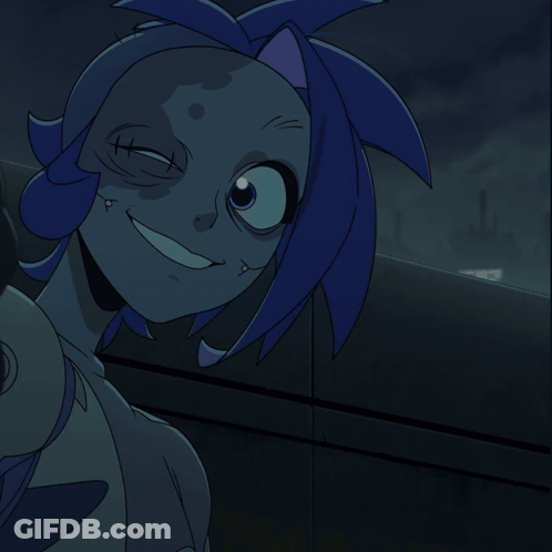 Blue Hair Cartoon Smiling Funny Face GIF