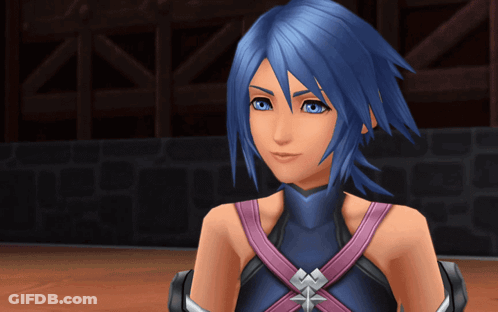 Blue Hair Character With Pink Waist Strap GIF