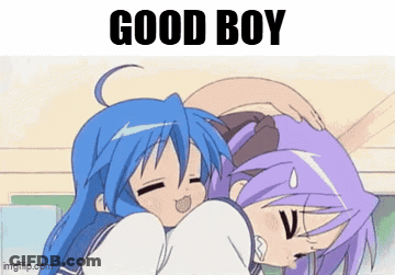 Blue Hair Girl And Purple Hair Girl Saying Good Boy GIF