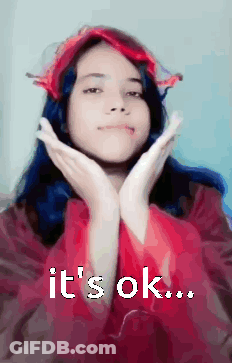 Blue Hair Girl Making Face It's OK GIF