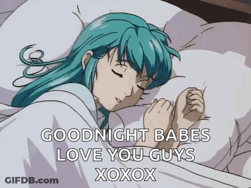 Blue Hair Girl Sleeping Goodnight Babes Love You Guys Xoxox GIF