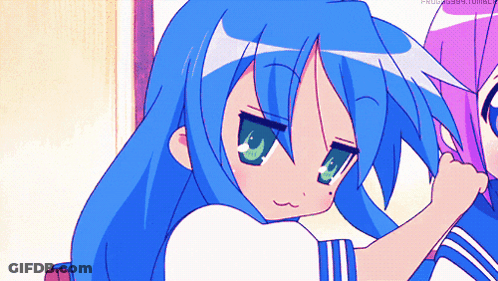 Blue Hair Green Eyes Girl Held By Purple Girl GIF