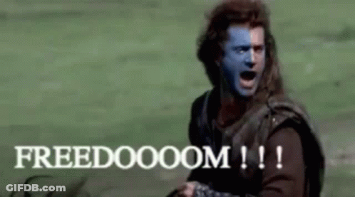 Blue Hair Man Holding Sword Saying Freedom!!! GIF
