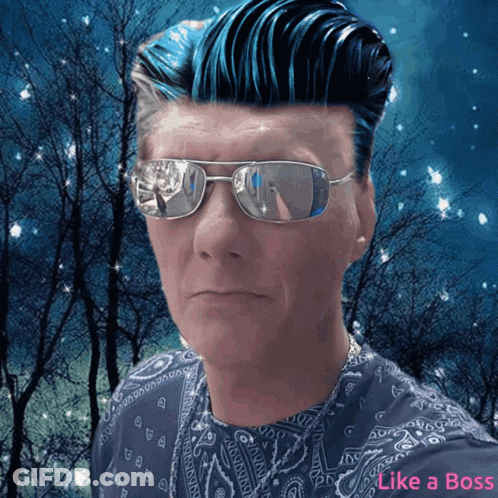 Blue Hair Man With Sunglasses And Bandana Like A Boss GIF