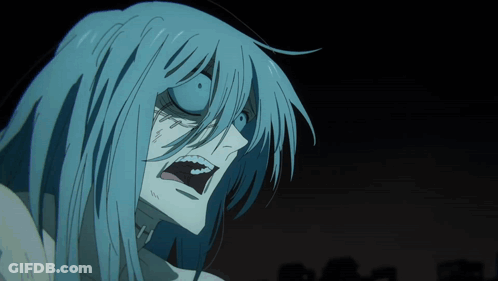 Blue Hair Person Making Face GIF