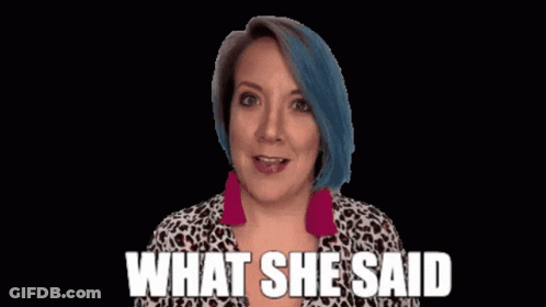 Blue Hair Woman Saying What She Said Pointing GIF