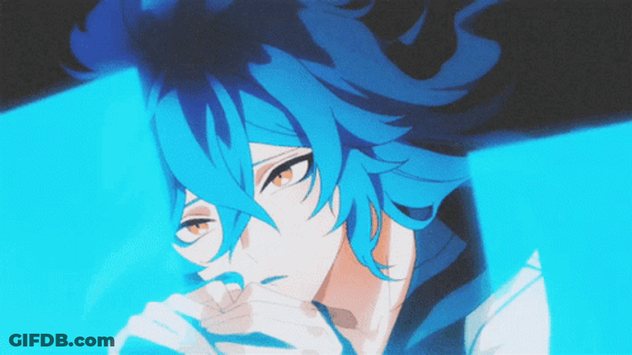 Blue Haired Anime Character Hojo Raika GIF