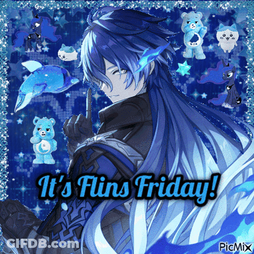 Blue Haired Anime Character It's Fins Friday GIF