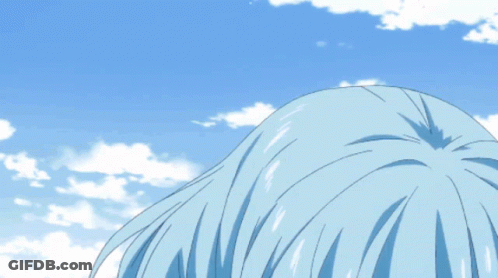 Blue Haired Anime Character Laughing GIF