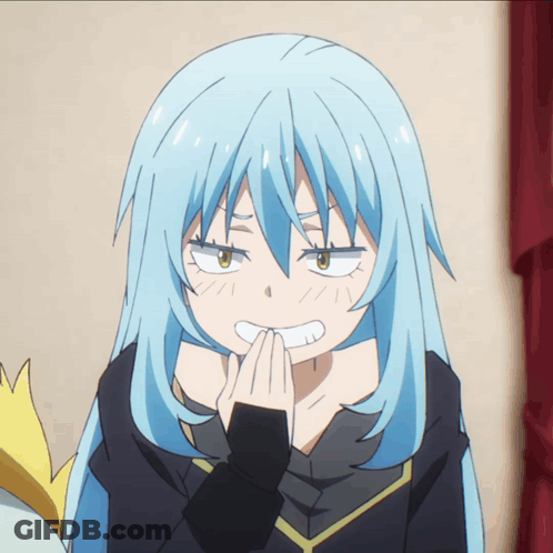 Blue Haired Anime Character Making Face GIF
