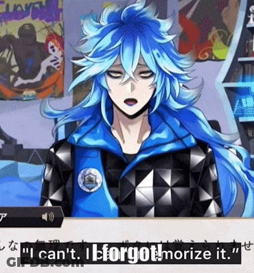 Blue Haired Anime Character Says I Can't I Forgot GIF