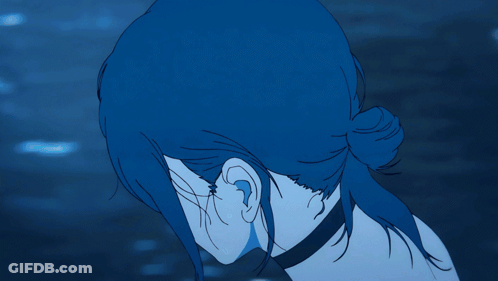 Blue Haired Anime Character With Choker GIF