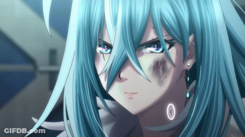 Blue Haired Anime Character With Circle On Ear GIF
