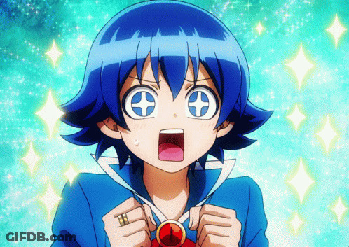 Blue Haired Anime Character With Cross Eyes GIF