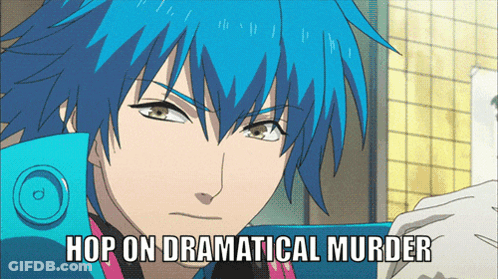 Blue Haired Anime Character With Hop On Dramatical Murder GIF