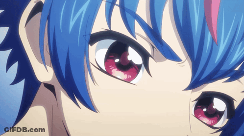 Blue Haired Anime Character With Red Eyes GIF