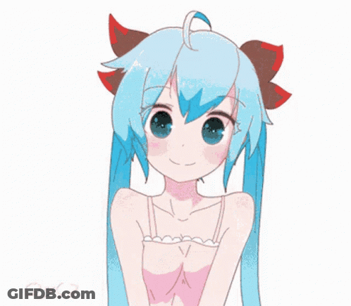 Blue Haired Anime Girl Making Heart With Hands GIF