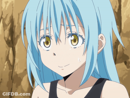 Blue Haired Anime Girl With Yellow Eyes GIF