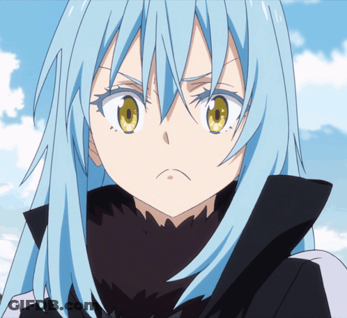 Blue Haired Anime Girl With Yellow Eyes GIF