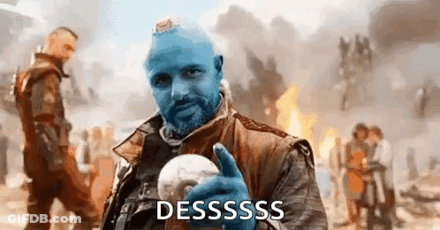 Blue-Haired Bearded Man Holding Globe Funny Face GIF