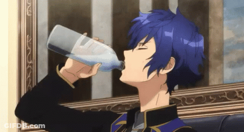 Blue Haired Boy Drinking Water GIF