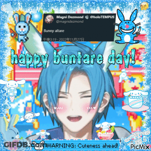 Blue-Haired Boy Happy Buntare Day GIF