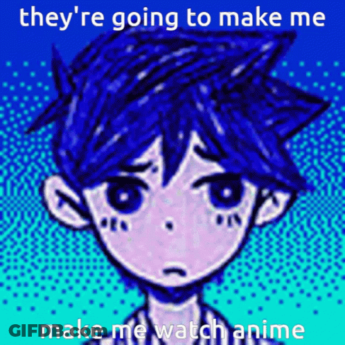Blue-Haired Boy They're Going To Make Me Make Me Watch Anime GIF