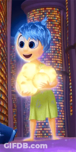 Blue-Haired Cartoon Character Holding Light GIF