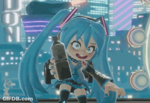 Blue-Haired Cartoon Character Holding Water GIF