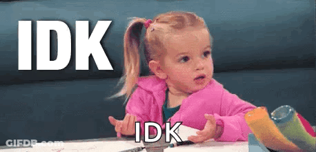 Blue-Haired Cartoon Girl Saying IDK Bruh GIF