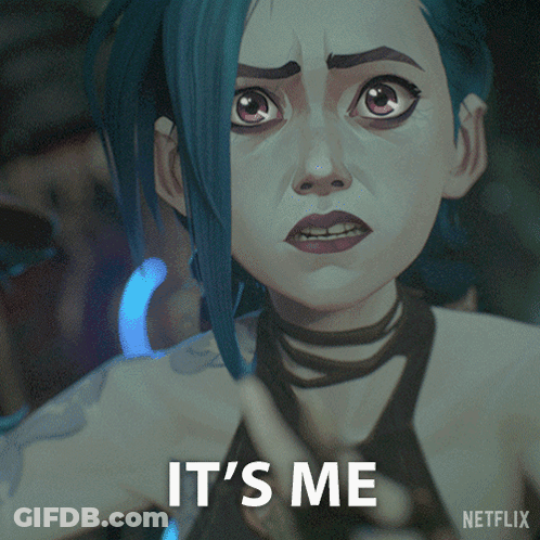 Blue-Haired Cartoon Saying It's Me GIF