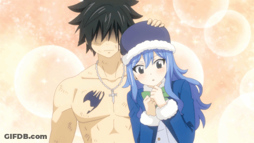 Blue-Haired Girl And Shirtless Man Fairy Tail Tattoo GIF