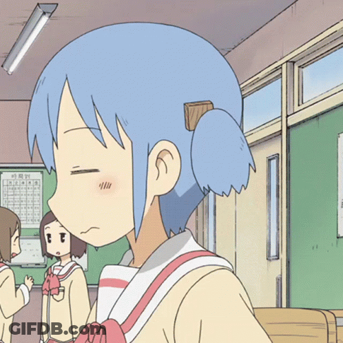Blue-Haired Girl At Green Number Board GIF