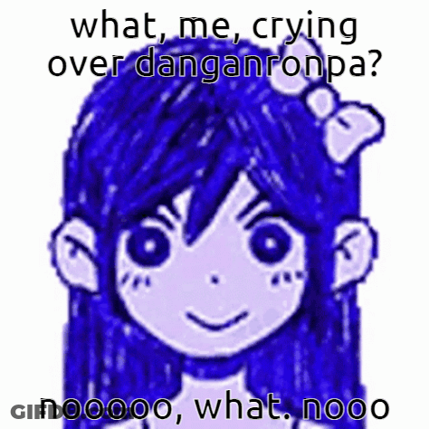 Blue Haired Girl Crying Over Danganronpa GIF
