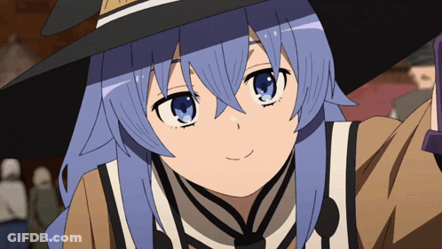 Blue-Haired Girl In Hat And Tie GIF