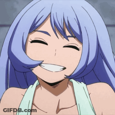 Blue Haired Girl Smiling Eyes Closed GIF