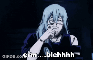 Blue Haired Girl With Glasses Making Funny Face GIF