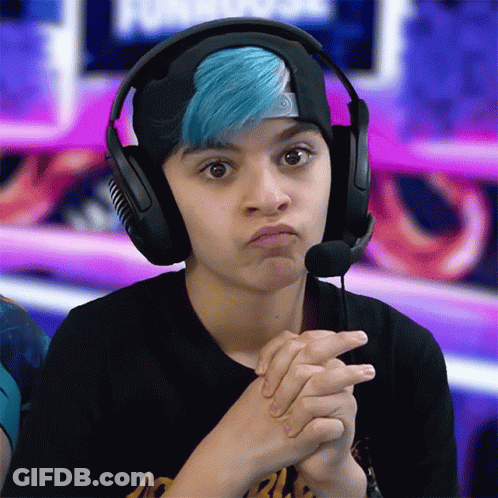 Blue-Haired Girl With Headphones And Microphone GIF