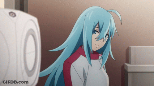 Blue Haired Girl With Number 10 GIF