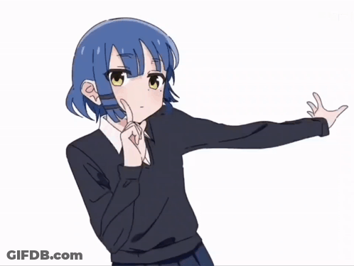 Blue-Haired Green-Eyed Girl In Black Sweater GIF