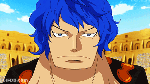 Blue-Haired Man With Frozenchameleon.com Logo GIF