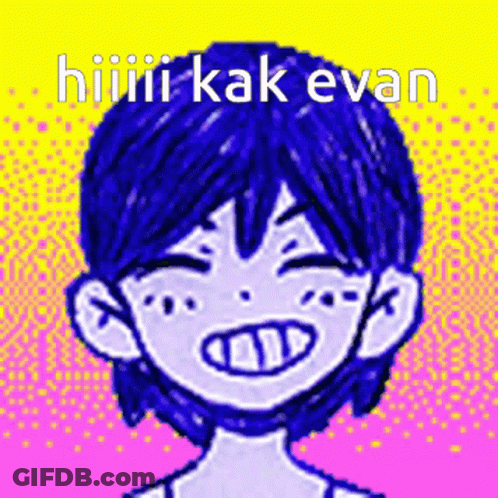 Blue-Haired Pixel Art Boy Saying Hiiiiii Kak Evan GIF