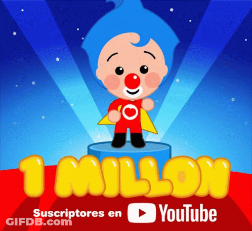 Blue Haired Red Nosed Clown On Blue Podium 1 Million Suscriptores En Youtube GIF