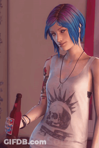 Blue-Haired Woman Holding Soda Saying Life Is Short GIF