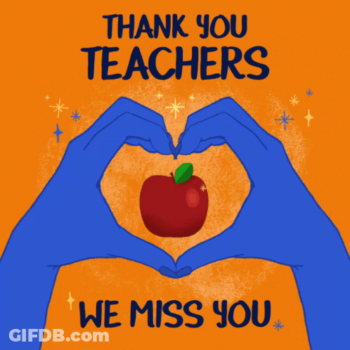 Blue Hand Making Heart With Apple Thank You Teachers GIF