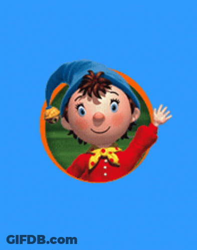 Blue Hat Cartoon Character Waving GIF