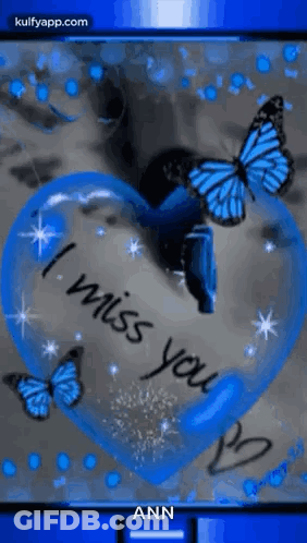 Blue Heart Saying I Miss You GIF